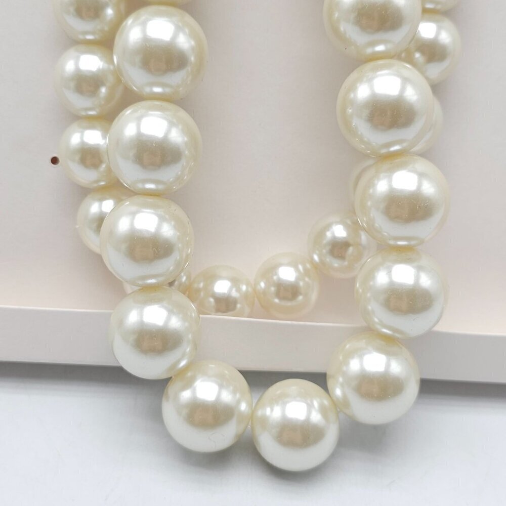 Zara Double Faux Pearl Statement Necklaces Gold Tone Clasp Jewelry Set Of Two * - Picture 3 of 6